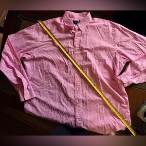 Men’s Ralph polo pink white check button down casual buisiness shirt xxl tall